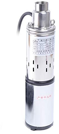 Durchfluss 16L/min Metall Tiefbrunnenpumpe mit 280 W Kupfer Motor, 48V Tauchpumpe Brunnenpumpe mit 17m Kabel und NSK-Doppellager, Edelstahl Tiefbrunnen Tauch Pumpe Solarpanel betrieben
