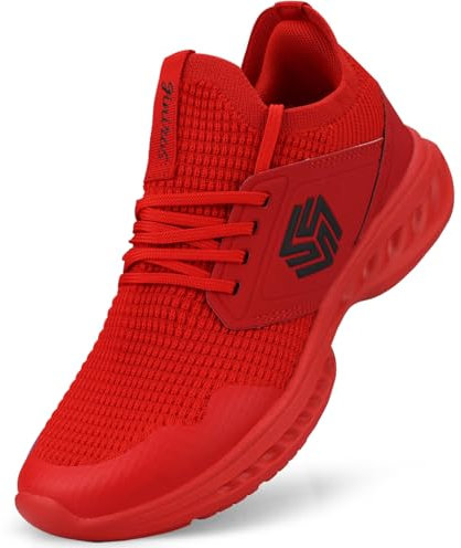Giniros Sportschuhe Damen Schuhe Laufschuhe Turnschuhe Sneaker Damen rutschfeste Leichte Jogging Walkingschuhe Atmungsaktiv Straßenlauf Schlüpfen Schuhe Freizeitschuhe für Damen rot 36EU