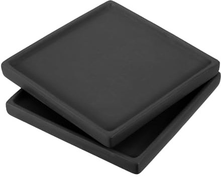 PATIKIL 7 Inch Plant Pot Saucers, 2 Pack Ceramic Square Plant Saucer Tray Flower Planter Drip Tray for Indoors Outdoors Patio Balcony, Black