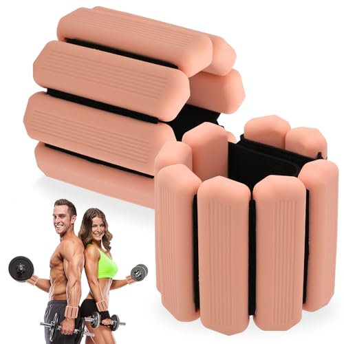 Lot de 2 poids de poignet réglables pour femmes, hommes et enfants - Poids de résistance pour yoga, danse, ballet, course, natation et fitness (rose)