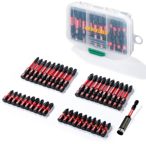 Geinxurn 41pc Impact Phillips Screwdriver Bits Set, 1/4 Hex, PH1/PH2/PH3, S2 Steel, Magnetic, Impact Rated