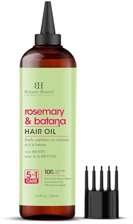 Botanic Hearth Rosemary & Batana Hair Oil (6.7 fl oz) | Revitalizing and Strengthening Hair Treatment for Fuller, Healthier-Looking Hair | Paraben Free | Suitable for All Hair Types