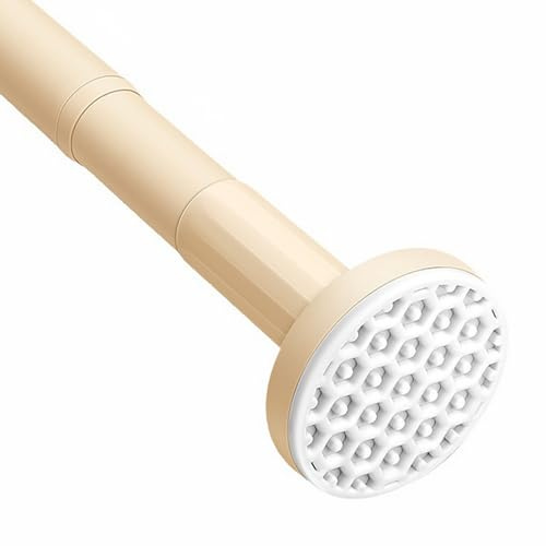 Momooda Teleskop Gardinenstange ohne Bohren, Teleskopstange vorhang Edelstahl, Vorhangstange Zum Klemmen für Badezimmer, Fenster, Küche, Schrank, Khaki, 100-170cm