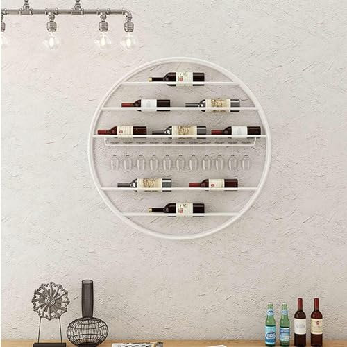 Estante para vino blanco, soporte redondo para botellas de vino, estante de almacenamiento de copas de vino montado en la pared de metal, organizador de estantes flotantes para vinos para bares, resta