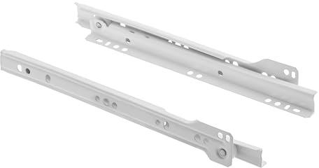 B2C 2 Pairs Metal Roller Bottom Fix Kitchen Cabinet Drawer Runners Slides White 250mm 600mm White Pair Set Smoth Glide Easy instalation (550mm)