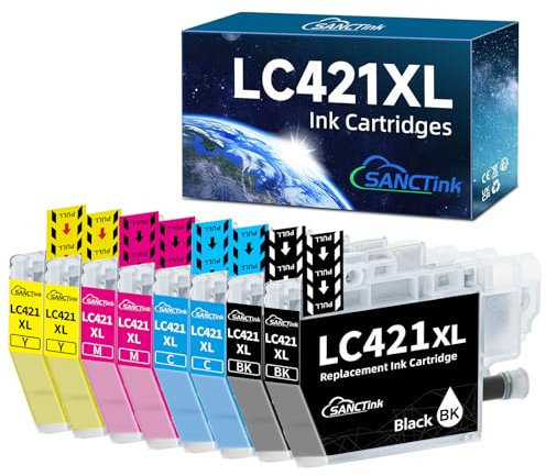 LC421XL LC421 (8 Pack) Patronen Value Pack Kompatibel für Brother LC421-XL 421XL VAL Multipack Druckerpatronen Kompatibel für Brother DCP-J1050DW Patronen DCP-J1140DW Patronen MFC-J1010DW Patronen