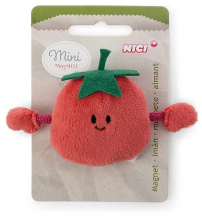 NICI 61865 Mini MagNici Pomodoro di peluche con calamita, aderisce a superfici metalliche, lavagne magnetiche e manici della borsa diventando un compagno di viaggio, 7 cm, rosso