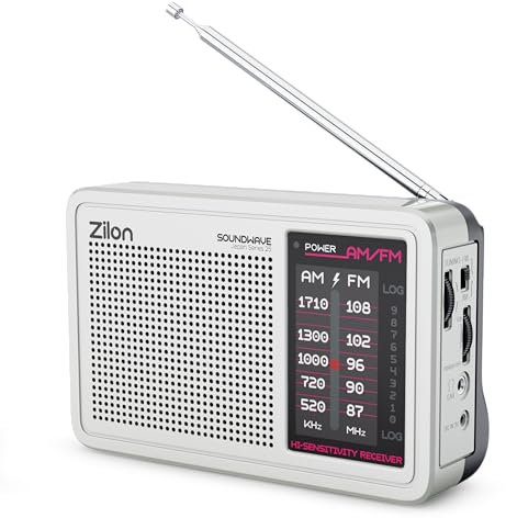 Zilon Radio a Pilas y 220 V Portátil Transistor Retro Vintage FM/Am Analógica Kit de Emergencia Entrada Auriculares Fácil de Usar Personas Mayores Excelente Recepción Música Camping