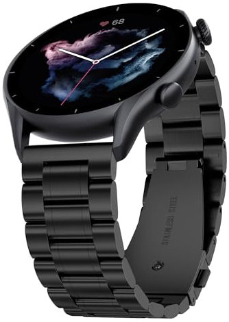 iHoxstrapie Correa Metal Compatible con Amazfit GTR 3 46mm / GTR 3 Pro Acero Inox Correa Reloj Recambio Mujer Hombre