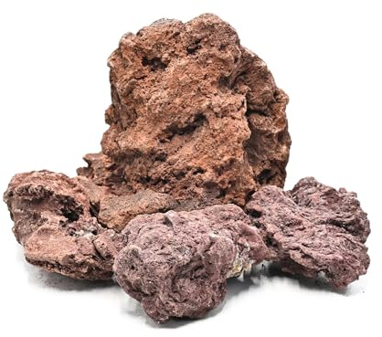 KINGRUI Red Lava Rock Natural Volcanic Stones 6-15cm Aquarium Rocks for Aquascaping,Aquarium Landscaping,Shrimp Tank,Terrariums & Decorative Landscaping-2.3kg 4pcs