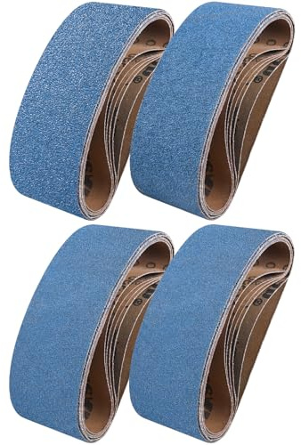 UMXIUO 8 Pièces Bande Abrasive 75 x 457 mm Grain 40/60/80/120 | Corindon Zirconium Bande Abrasive pour Ponceuse à Bande pour Métal Bois, Haute Performance