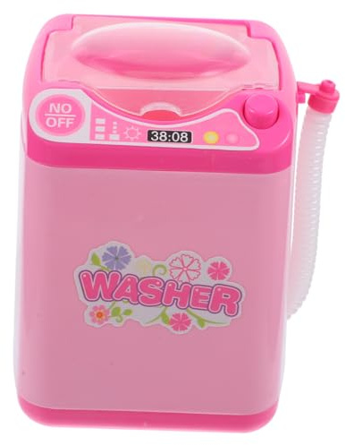ifundom Mini Lavadora de Juguete Eléctrica Niñas, Color Rosa, sin Batería, Diseño Simulado Función de Rotación y Drenaje, Electrodoméstico de Juguete Móvil para Juego de Estilo Aleatorio