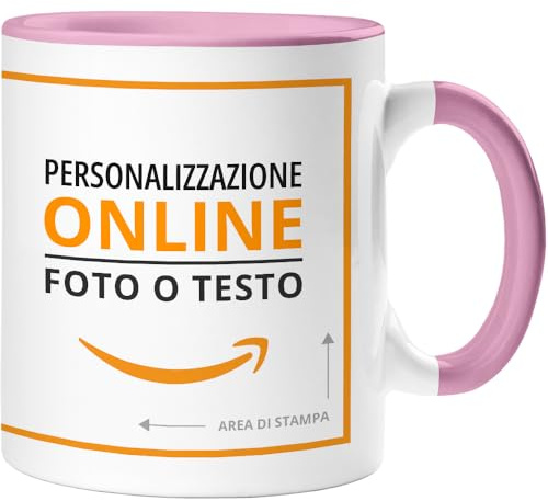 Tazza personalizzata | Materiale: Ceramica | Modello: Tazza con interno e manico colorati | Ideale per un regalo personalizzato o per uso aziendale | Colore: Rosa chiaro | Capacità: 325 ml