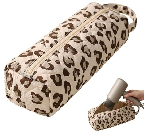 MAUDFEK Hairdryer Bag, Hair Tools Travel Bag with Leopard Print, Airwrap Travel Case and Storage Case Compatible, Portable Hair Tool Organiser for Travel and Home Storage