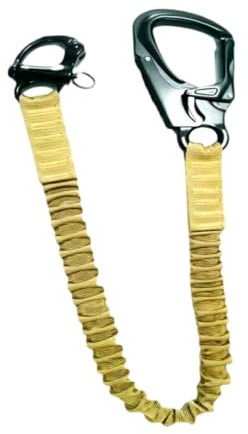 AsrMyjcx Fallschutz Verbindungsmittel Elastische Absturzsicherung mit Stoßdämpfendem Bungee Und Sicherheitskarabiner Aus Stahl für Anspruchsvolle Arbeiten für, Khaki
