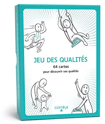 Comitys | Jeu des qualités | Langue : Français | 64 Cartes pour découvrir Ses qualités | Outil pédagogique | Estime de soi | 256 qualités humaines à découvrir | Compétences psychosociales