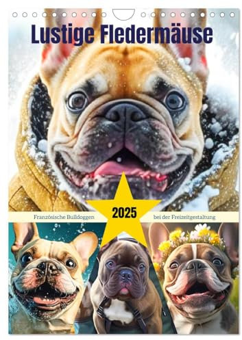 Lustige Fledermäuse. Französische Bulldoggen bei der Freizeitgestaltung (Wandkalender 2025 DIN A4 hoch), CALVENDO Monatskalender: Süße Bulldoggen erfreuen sich des Lebens (CALVENDO Tiere)