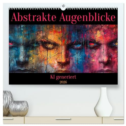Abstrakte Augenblicke (hochwertiger Premium Wandkalender 2026 DIN A2 quer), Kunstdruck in Hochglanz: Expressionistisch in knalligen Farben - KI generiert (CALVENDO Kunst)