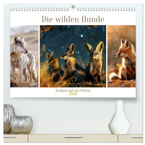 Die wilden Hunde (hochwertiger Premium Wandkalender 2026 DIN A2 quer), Kunstdruck in Hochglanz: Mit einem Herzen so frei wie der Wind (CALVENDO Tiere)