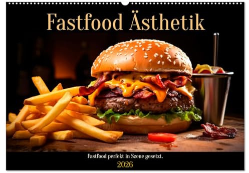 Fastfood Ästhetik (Wandkalender 2026 DIN A2 quer), CALVENDO Monatskalender: Sinnliches Fastfood: Stilvolle Genüsse, Monat für Monat. (CALVENDO Lifestyle)