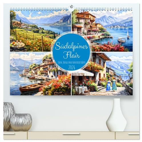 Südalpines Flair - Seen, Berge und Fantasiestädte (hochwertiger Premium Wandkalender 2026 DIN A2 quer), Kunstdruck in Hochglanz: Eine malerische ... durch die südlichen Alpen (CALVENDO Orte)