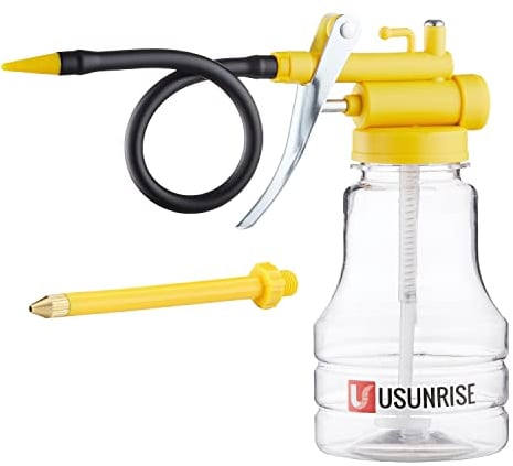 Oil Can Transparent High Pressure Oiler Lubrication Oil Can Bottle Oiling Gun With Rigid & Flex Spout Thumb Pump Tool Oiler