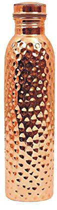 THREE EYE Handmade Hammered Joint free Leak Proof Copper Water Bottle 900 ML Travel Bottle Sports bottle Storage Drinking water Good Health Benefit Yoga, Ayurvedic Pure Copper Vessel birthday gift