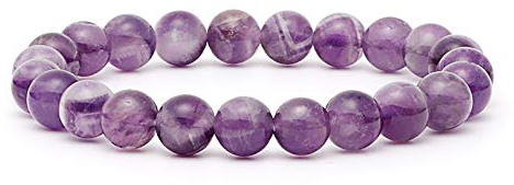 Thajaling Natürliches Armband, 8 mm, Edelsteine, Amethyst, Kristall, Perlen, elastisches Armband, Damen, dehnbar, Erntedankfest, Weihnachten, 18 cm, Stein, 18 cm, Stein
