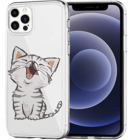 Verco Handyhülle für iPhone 12 Case, iPhone 12 Pro Premium Muster Handy Cover für Apple iPhone 12/12 Pro Hülle weiches Flexibles TPU Case (6,1 Zoll), Katze Motiv