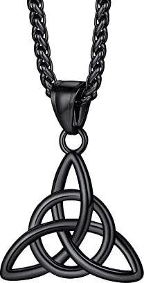 U7 Collana Uomo Nera Con Nodo Celtico per Donna Uomo - Placcato Nero in Acciaio Inossidabile - Gioielli Vichingo Nordico