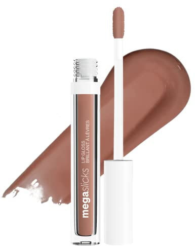 wet n wild MegaSlicks Lip Gloss, Ultra-Glossy, Vitamin-E Enriched, Ultra-Gloss High Shine Moisturizing, Cruelty-Free & Vegan - Nude Mood