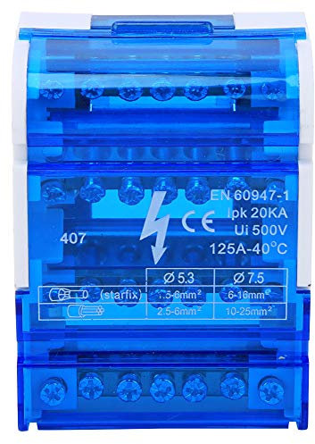 BOROCO 407 Morsettiera di distribuzione Morsettiera di distribuzione Scatola di giunzione a 4 livelli su guida DIN per ingegneria elettrica con coperchio trasparente