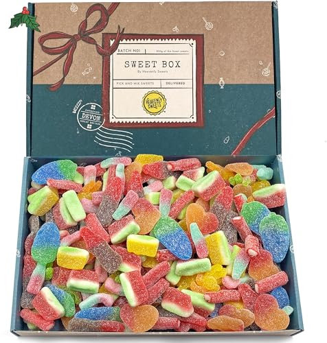 Heavenly Sweets | Cesto Regalo di Caramelle Pick and Mix Frizzanti | 850g Premium di Caramelle Gommose Acidule | Assortimento per Compleanno, Festa del Papà, Festa Estiva | Selezione Pick & Mix