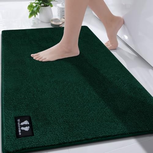 RTBQJ-AT Badematte Rutschfest Badezimmerteppich 120x80cm Groß Badteppich Mikrofaser Weicher Badvorleger Küchenbodenmatten Maschinenwaschbar Öko-Tex 100 Zertifiziert, Dunkelgrün
