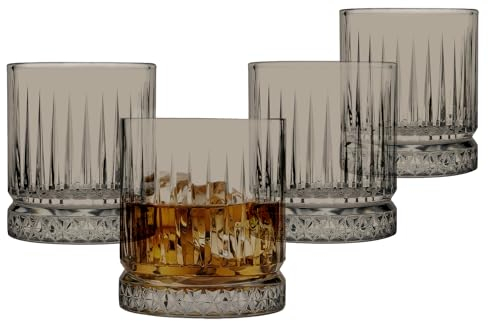 Biandeco Set di 4 bicchieri grigi da whisky, in vetro colorato, 350 ml