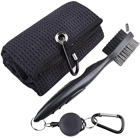 Berfea Golf-Zubehör, Golfschläger-Reinigungsset,Golfschläger-Reinigungsbürste mit Rillenreiniger, Golf-Handtuch, faltbares Golf-Pitchgabel-Reparaturwerkzeug, Golf-Geschenke für Männer