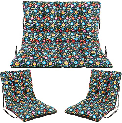 SuperKissen24. Sitzkissen Bankkissen Bankauflage - 180x50 cm und Rückenlehne 180x60 cm mit 2er 48x96 cm Stuhlkissen Set - Outdoor und Indoor - Folk