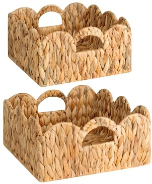 StorageWorks Weidenkorbe, Aufbewahrungskorbe mit Griffen,2er-Pack - Gewebte Rattankorbe aus Wasserhyazinthe, Stilvolle Aufbewahrung fur Bad, Kuche & Wohnbereich