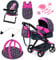 Bayer Design 17080AB Puppenwagen Xeo, Verstellbarer Griff, Schwenkschieber, wandelbar als Jogger, Schlafsack, Hochstuhl, Spielbogen, Puppenzubehör, Rosa, Schwarz
