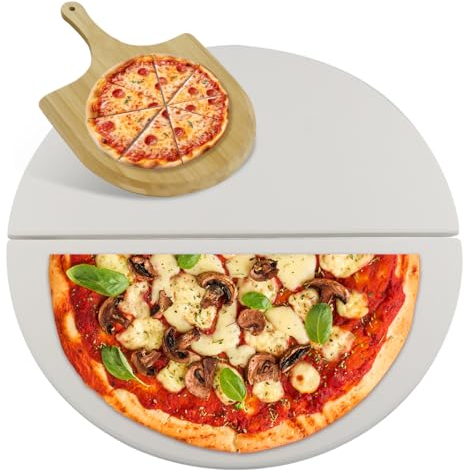 19.8 Inch Half Moon Heat Deflector Plates for Kamado Joe Big Joe I, II & III, Heavy Duty Cordierite Pizza Stone for Kamado Joe 2Pack
