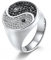 RobertDTesta Siegelring Mit Yin-Yang-Symbol, Herren-Vintage-Tai-Chi-Yin-Yang-Muster, Schwarzer Und Weißer Diamant-Edelstahlring,Silber,12
