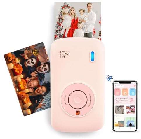 HPRT CP2100 Imprimante Photo Portable Mini Couleur HD, Bluetooth 5.0, Sublimation Thermique, 300 DPI, 10 Papiers Photo Inclus, Rose Bonbon