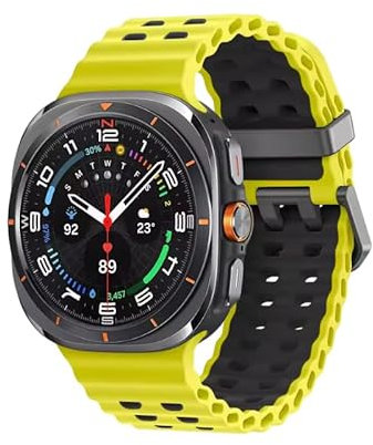 Correa Ajustable para Samsung Galaxy Watch Ultra, Correas Compatible con Smartwatch Ultra 47mm, Ideal para Deportes y Actividades Acuáticas, Resistente al Agua y Polvo. (XAmarillo Negro)
