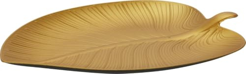 Envenzo Leaf Charger Plates Set of 4 – 32cm Decorative Table Placemats – Gold, Grey, Rose Gold – Plastic PP Charger Plate for Wedding, Party, Christmas Decor (Gold)