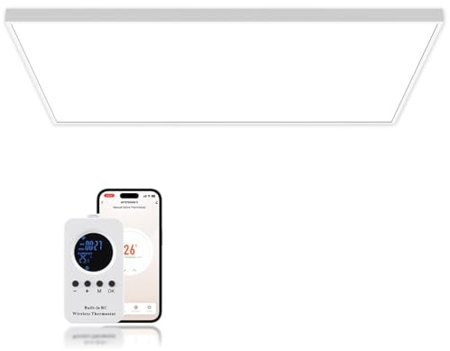 Hocosyme Infrarotheizung Deckenmontage 600 Watt, Infrarotheizung Wandmontage - 1-3 Min auf Betriebstemperatur bis 120 Grad - WIFI (Tuya Smart)- TÜV - Fernbedienung