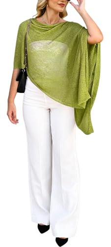 Bsubseach Shrug Sheer Poncho Shawl Crochet Beach Cover Up for Women Green