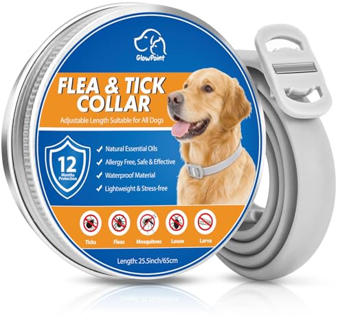 Collar Antiparasitario Perros, Collar Regulable y Resistente al Agua por 12 Meses, Repelente Duradero para la Prevención de Parasitas en Razas Pequeñas, Medianas y Grandes (65 cm)