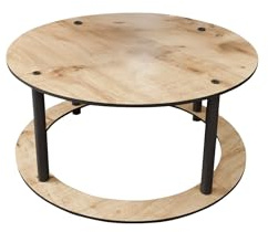 Modern Coffee Table, Oak Color, 70 cm Diameter x 38 cm Height | 100% MDF with Compressed Kraft Legs | Stylish Industrial Design for Home & Office