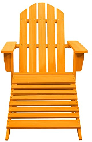 HFMDRMU Adirondack Fauteuil avec repose-pieds en bois de sapin massif orange, chaise de jardin ergonomique avec repose-pieds, stable et facile d'entretien, repose-pieds amovible pour plus de confort