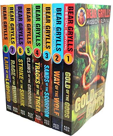 Bear Grylls Mission Survival Collection 8 Books Set (Claws of the Crocodile, Sands of the Scorpion,Gold of the Gods,Way of the Wolf,Strike of the Shark,Tracks of the Tiger,Lair of the Leopard & More)